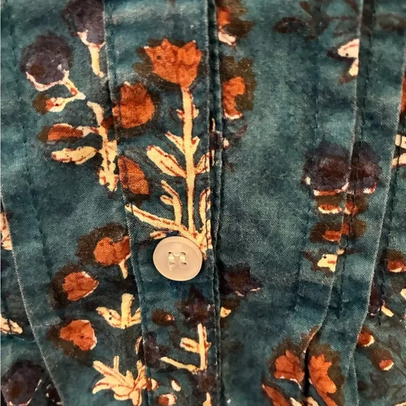 Victoria Dunn bohemian tunic dress in a rich teal print floral100% cotton sizeLG - Picture 11 of 11